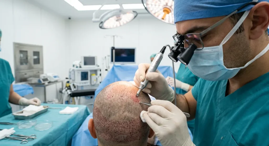 FUE hair transplant graft extraction procedure